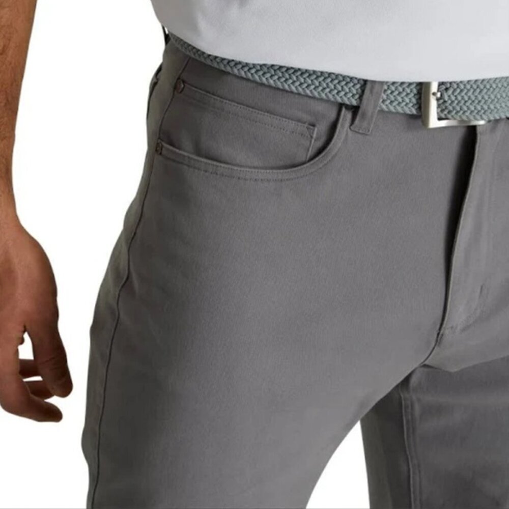 NWT FootJoy Men's Cotton Twill 5-Pocket Golf Pants 34/34 Grey.